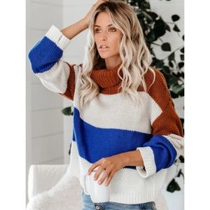 Falling Acorns Colorblock Turtleneck Sweater